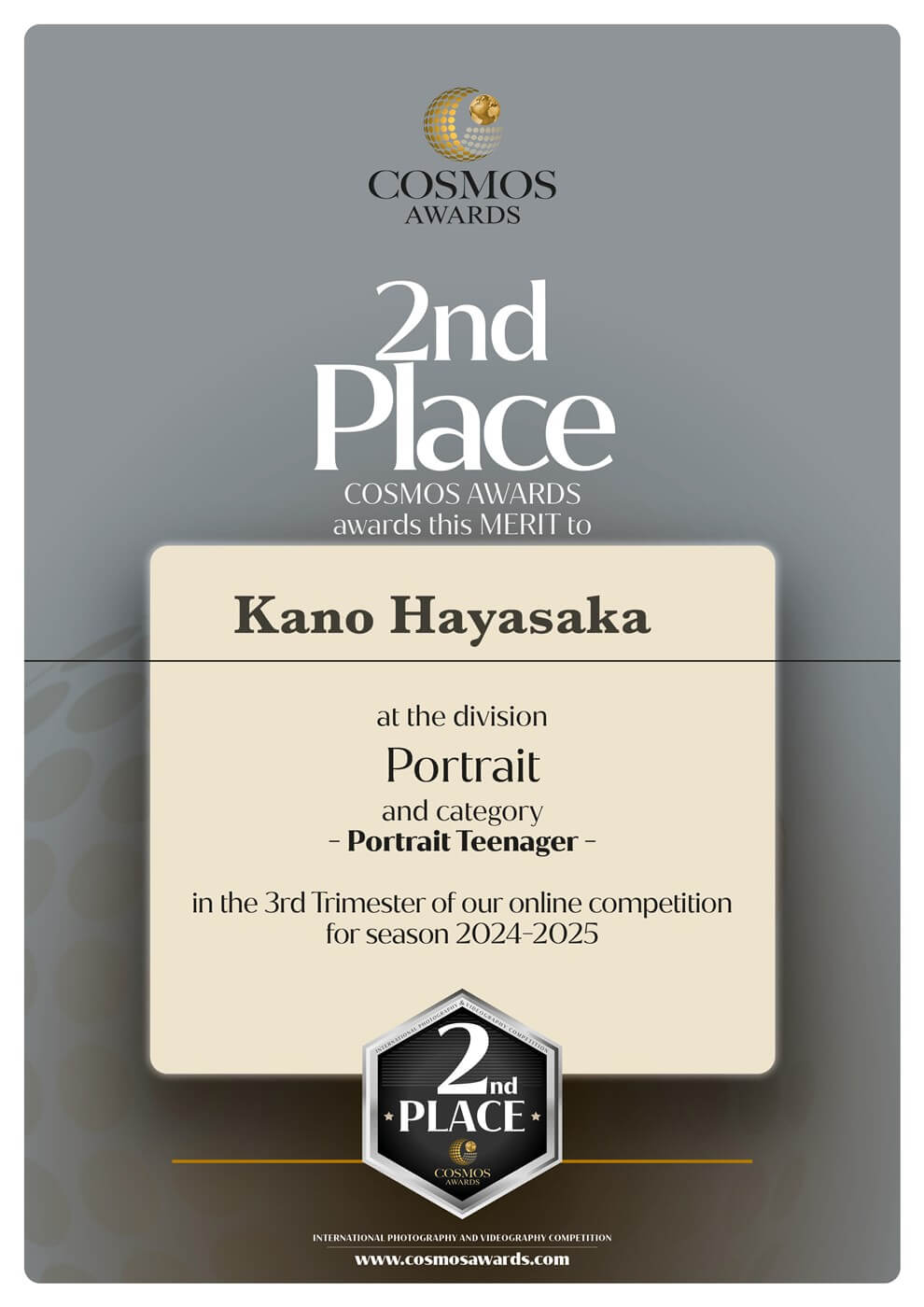 Cosmos Awards 2nd PLACE